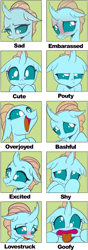Size: 713x2022 | Tagged: safe, artist:nauyaco, ocellus, changedling, changeling, g4, bashful, cute, diaocelles, embarrassed, emoji, excited, expressions, goofy, overjoyed, pouty, sad, shy, solo