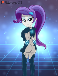 Size: 1228x1604 | Tagged: safe, artist:tabrony23, rarity, equestria girls, g4, ass, beautiful, bedroom eyes, butt, clothes, commission, cosplay, costume, feels like i'm wearing nothing at all, female, ghost (starcraft), looking at you, looking back, looking back at you, male, patreon, patreon logo, rearity, sexy, show accurate, smiling, solo, starcraft, stupid sexy rarity, the simpsons
