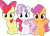 Size: 2888x2077 | Tagged: safe, artist:itchykitchy, apple bloom, scootaloo, sweetie belle, earth pony, pegasus, pony, unicorn, g4, :3, adorabloom, cute, cutealoo, cutie mark crusaders, diasweetes, female, filly, foal, looking at you, simple background, transparent background, vector