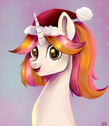 Size: 2501x2901 | Tagged: safe, artist:ske, oc, oc only, pony, unicorn, commission, commission open, gift art, high res, present, snow, snowflake, solo