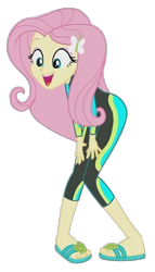Size: 1174x2048 | Tagged: safe, edit, edited screencap, screencap, fluttershy, aww... baby turtles, equestria girls, g4, my little pony equestria girls: better together, background removed, clothes, fluttershy's wetsuit, not a vector, open mouth, open smile, sandals, simple background, smiling, solo, swimsuit, transparent background, wetsuit