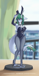 Size: 3587x6989 | Tagged: safe, artist:龙宠, oc, oc only, oc:shanher, dragon, anthro, absurd resolution, breasts, bunny girl, bunny suit, clothes, dragoness, female, glasses, solo