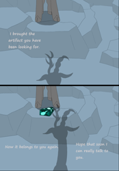 Size: 3504x5044 | Tagged: safe, artist:creepycutiemark, discord, draconequus, sheep, comic:discord's father, g4, 2 panel comic, cave, comic, male, ram, show accurate