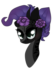 Size: 1345x1741 | Tagged: safe, artist:kaikururu, oc, oc only, earth pony, pony, bust, earth pony oc, eyelashes, female, flower, flower in hair, mare, simple background, solo, transparent background