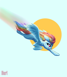Size: 2305x2658 | Tagged: safe, artist:i love hurt, rainbow dash, pegasus, pony, g4, colored, female, flying, full body, high res, mare, simple background, slender, solo, thin