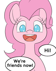 Size: 1000x1279 | Tagged: safe, artist:happy harvey, pinkie pie, earth pony, pony, g4, dialogue, female, happy, looking at you, mare, open mouth, phone drawing, simple background, smiling, transparent background