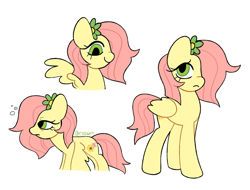 Size: 1280x973 | Tagged: safe, artist:risswm, fluttershy, pegasus, pony, g4, alternate cutie mark, female, flower, flower in hair, mare, redesign, simple background, solo, white background