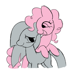 Size: 2366x2296 | Tagged: safe, artist:risswm, marble pie, pinkie pie, earth pony, pony, g4, female, high res, limited palette, open mouth, open smile, pie sisters, pie twins, siblings, simple background, sisters, smiling, twins, white background