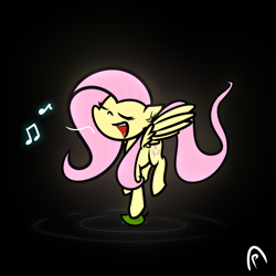 Size: 4000x4000 | Tagged: safe, artist:professionalpuppy, fluttershy, pegasus, pony, g4, black background, leaf, music notes, simple background