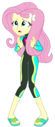 Size: 810x1850 | Tagged: safe, edit, edited screencap, screencap, fluttershy, equestria girls, equestria girls specials, g4, my little pony equestria girls: better together, my little pony equestria girls: forgotten friendship, background removed, clothes, fluttershy's wetsuit, not a vector, pigeon toed, sandals, simple background, solo, swimsuit, transparent background, wetsuit