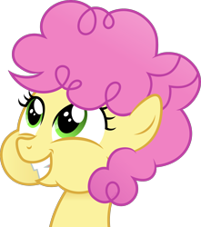 Size: 1920x2168 | Tagged: safe, artist:cirillaq, li'l cheese, earth pony, pony, g4, the last problem, bust, cute, female, green eyes, grin, high res, looking up, pink mane, portrait, puffy cheeks, simple background, smiling, solo, transparent background, vector