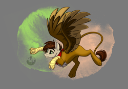 Size: 2388x1668 | Tagged: safe, artist:alrumoon_art, oc, oc only, oc:swango, hippogriff, abstract background, male, solo