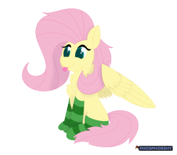 Size: 6109x5345 | Tagged: safe, artist:phosphorshy, fluttershy, pegasus, pony, g4, :p, chest fluff, clothes, cute, daaaaaaaaaaaw, ear fluff, shyabetes, simple background, sitting, socks, solo, spread wings, striped socks, tongue out, transparent background, wings