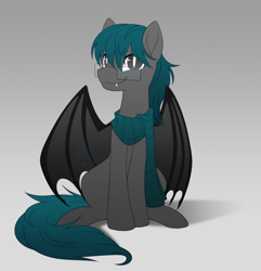 Size: 992x1028 | Tagged: safe, artist:scarlet-spectrum, oc, oc only, bat pony, pony, clothes, fangs, glasses, scarf, solo, white pupils