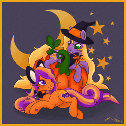 Size: 2000x2000 | Tagged: safe, artist:creeate97, abra-ca-dabra, pumpkin tart, earth pony, pony, g3, cat ears, hat, high res, witch hat