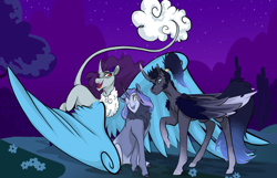 Size: 2800x1800 | Tagged: safe, artist:ask-y, oc, oc only, alicorn, pony, alicorn oc, female, horn, mare, night, outdoors, stars, wings