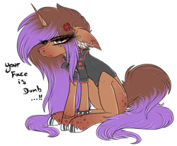 Size: 3373x2785 | Tagged: safe, artist:beamybutt, oc, oc only, pony, unicorn, clothes, cross-popping veins, eyelashes, female, frown, high res, hoof polish, horn, mare, simple background, spiked wristband, transparent background, unamused, unicorn oc, wristband