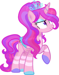 Size: 1280x1635 | Tagged: safe, artist:dayspring-dawnyt, oc, oc only, oc:starflight sparkle, alicorn, pony, blue eyeshadow, colored wings, eyeshadow, female, folded wings, hair over one eye, heart, horn, jewelry, long mane, long tail, makeup, mare, multicolored mane, multicolored tail, raised hoof, raised leg, simple background, solo, tail, tiara, transparent background, two toned wings, wings