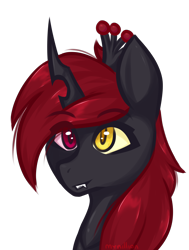 Size: 2000x2640 | Tagged: safe, artist:mynillion, oc, oc only, oc:amaranthis, changeling, changeling queen, changeling oc, changeling queen oc, crown, female, high res, jewelry, mare, regalia, simple background, solo, transparent background