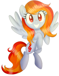 Size: 2179x2787 | Tagged: safe, artist:kimmyartmlp, oc, oc only, oc:tridashie, pegasus, pony, female, flying, full body, grin, high res, hooves, mare, multicolored mane, multicolored tail, pegasus oc, red eyes, simple background, smiling, solo, spread wings, tail, transparent background, wings