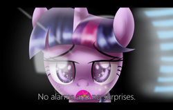 Size: 898x574 | Tagged: safe, artist:kimmyartmlp, twilight sparkle, pony, g4, female, open mouth, radiohead, solo, song reference, sparkles, subtitles