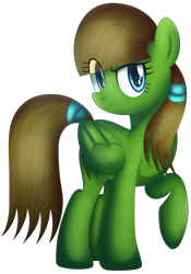 Size: 2694x3855 | Tagged: safe, artist:kimmyartmlp, oc, oc only, oc:kimmy art, pegasus, pony, blue eyes, dreamworks face, eye clipping through hair, female, folded wings, full body, high res, hooves, looking at you, mare, pegasus oc, raised eyebrow, raised hoof, simple background, smiling, smiling at you, smirk, solo, standing, tail, transparent background, watermark, wings