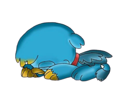 Size: 480x375 | Tagged: safe, artist:beesmeliss, gallus, griffon, g4, chibi, simple background, sleeping, solo, transparent background