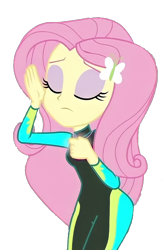 Size: 830x1284 | Tagged: safe, edit, edited screencap, screencap, fluttershy, equestria girls, g4, my little pony equestria girls: better together, unsolved selfie mysteries, background removed, clothes, eyes closed, fluttershy's wetsuit, not a vector, simple background, solo, swimsuit, transparent background, wetsuit