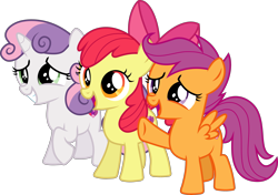 Size: 3000x2108 | Tagged: safe, artist:valadrem, apple bloom, scootaloo, sweetie belle, earth pony, pegasus, pony, unicorn, g4, season 5, the mane attraction, .svg available, cutie mark crusaders, female, filly, foal, high res, simple background, transparent background, vector