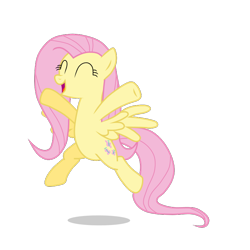 Size: 750x750 | Tagged: safe, artist:valadrem, fluttershy, pegasus, pony, g4, season 3, the crystal empire, 2014, animated, animated png, bipedal, cute, dumb running ponies, eyes closed, female, loop, shyabetes, simple background, spread wings, transparent background, wings