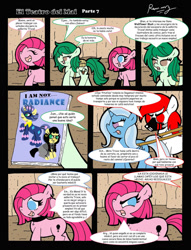 Size: 1024x1338 | Tagged: safe, artist:rammzblood, pinkie pie, trixie, wallflower blush, earth pony, pony, unicorn, g4, comic, female, male, mare, pinkamena diane pie, stallion