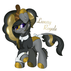Size: 2000x2000 | Tagged: safe, artist:orbitingdamoon, oc, oc only, oc:luxury royale, kirin, pony, bow, clothes, glasses, high res, simple background, solo, suit, transparent background