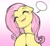 Size: 1859x1703 | Tagged: safe, alternate version, artist:kurogewapony, fluttershy, pegasus, pony, g4, abstract background, blushing, cute, eye clipping through hair, eyebrows, eyebrows visible through hair, eyes closed, female, floppy ears, gradient background, hooves together, mare, open mouth, open smile, shyabetes, smiling, solo, speech bubble, textless