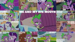 Size: 1280x720 | Tagged: safe, edit, edited screencap, editor:quoterific, screencap, applejack, berry punch, berryshine, carrot top, daisy, flower wishes, golden harvest, lily, lily valley, rarity, roseluck, spike, starlight glimmer, twilight sparkle, alicorn, dragon, earth pony, pony, unicorn, a hearth's warming tail, amending fences, bridle gossip, celestial advice, g4, hurricane fluttershy, school daze, season 1, season 2, season 4, season 5, season 6, season 7, season 8, season 9, spice up your life, the big mac question, the crystalling, the cutie pox, the cutie re-mark, twilight's kingdom, winter wrap up, backpack, bag, breaking the fourth wall, chocolate, eyes closed, female, floppy ears, flower trio, food, golden oaks library, hot chocolate, male, mare, me and my big mouth, open mouth, open smile, saddle bag, smiling, spread wings, stallion, sugarcube corner, twilight sparkle (alicorn), twilight's castle, winged spike, wings