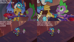 Size: 1280x720 | Tagged: safe, edit, edited screencap, editor:quoterific, screencap, princess ember, spike, dragon, g4, gauntlet of fire, season 6, dragoness, duo, eyes closed, female, male, open mouth, open smile, smiling