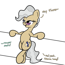 Size: 2000x2000 | Tagged: safe, artist:dafiltafish, mayor mare, earth pony, pony, g4, bipedal, bipedal leaning, dialogue, high res, leaning, leaning back, simple background, white background
