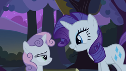 Size: 1920x1080 | Tagged: safe, screencap, rarity, sweetie belle, pony, unicorn, g4, season 2, sisterhooves social, belle sisters, looking at each other, looking at someone, siblings, sisters, sweetie belle is not amused, unamused