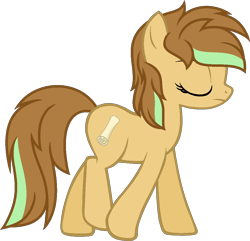 Size: 1020x985 | Tagged: safe, artist:pegasski, oc, oc only, oc:brainbox, earth pony, pony, g4, earth pony oc, eyes closed, female, frown, full body, hooves, mare, show accurate, side view, simple background, solo, tail, transparent background, two toned mane, two toned tail, walking