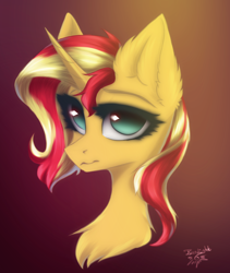 Size: 2578x3048 | Tagged: safe, artist:jsunlight, sunset shimmer, pony, unicorn, g4, bust, cute, high res, portrait, solo