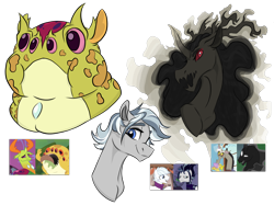 Size: 2732x2048 | Tagged: safe, artist:ask-y, discord, double diamond, pony of shadows, snow hope, thorax, oc, bufogren, changedling, changeling, earth pony, hybrid, pony, g4, bust, earth pony oc, goth, high res, king thorax, magical gay spawn, offspring, parent:discord, parent:double diamond, parent:pony of shadows, parent:snow hope, parent:thorax, screencap reference, simple background, transparent background