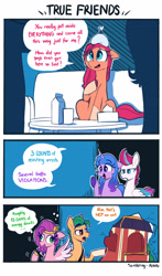 Size: 1800x3068 | Tagged: safe, artist:scribble-potato, hitch trailblazer, izzy moonbow, pipp petals, sunny starscout, zipp storm, earth pony, pegasus, pony, unicorn, g5, my little pony: a new generation, 3 panel comic, alternate ending, caffeine, comic, derp, female, male, mane five, mare, stallion, this will end in jail time