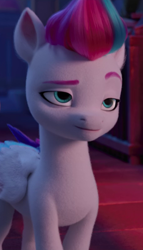 Size: 460x804 | Tagged: safe, screencap, zipp storm, pegasus, pony, g5, my little pony: a new generation, spoiler:my little pony: a new generation, cropped, female, folded wings, lidded eyes, mare, raised eyebrow, smug, solo, wings