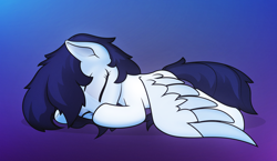 Size: 6883x3991 | Tagged: safe, artist:d30-nt00rg, oc, oc only, pegasus, pony, cute, eyes closed, gradient background, lying down, pegasus oc, prone, sleeping, solo