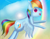 Size: 3300x2550 | Tagged: safe, artist:greenmarta, rainbow dash, pegasus, pony, g4, female, flying, high res, rainbow, sky, solo