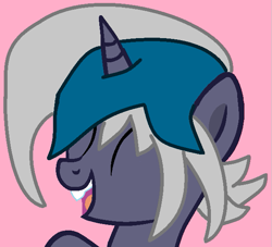 Size: 619x563 | Tagged: safe, artist:daisydizzbases, artist:jadeharmony, oc, oc only, oc:elizabat stormfeather, alicorn, bat pony, bat pony alicorn, pony, alicorn oc, base used, bat pony oc, bat wings, cute, eyes closed, female, horn, mare, open mouth, pink background, simple background, solo, wings