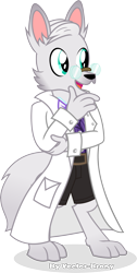 Size: 2644x5241 | Tagged: safe, artist:vector-brony, oc, oc:dr. wolf, wolf, anthro, clothes, overcoat, simple background, suit, text, transparent background