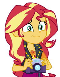 Size: 849x1080 | Tagged: safe, edit, edited screencap, screencap, sunset shimmer, equestria girls, equestria girls specials, g4, my little pony equestria girls: better together, my little pony equestria girls: forgotten friendship, background removed, camera, not a vector, simple background, solo, transparent background