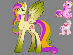 Size: 640x480 | Tagged: safe, artist:horse-time-babey, fluttershy, fluttershy (g3), pegasus, pony, g3, g4, colored wings, female, generation leap, gradient hooves, gradient wings, multicolored hair, redesign, solo, wings