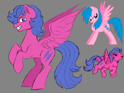 Size: 640x480 | Tagged: safe, artist:horse-time-babey, firefly, pegasus, pony, g1, g4, concept art, female, g1 to g4, generation leap, grin, looking at you, raised hoof, rearing, redesign, smiling, solo, spread wings, wings