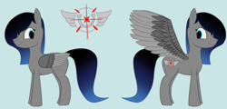 Size: 4500x2160 | Tagged: safe, artist:melon wolf, oc, oc:strela samolet, pegasus, pony, female, gradient mane, gradient tail, mare, reference sheet, simple background, tail